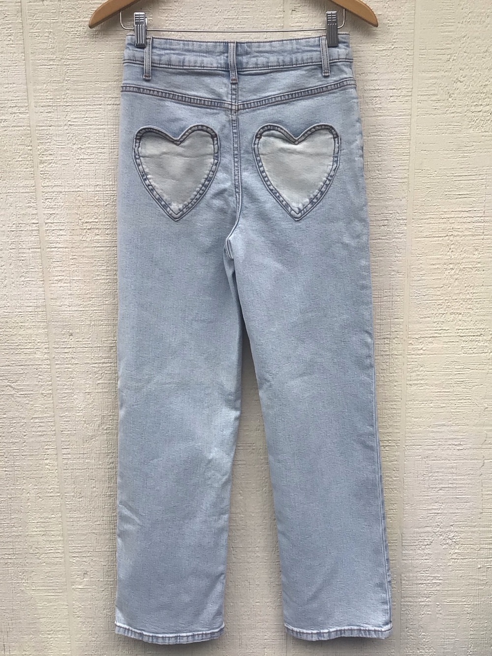 Miss Selfridge heart pockets light blue faded jeans
